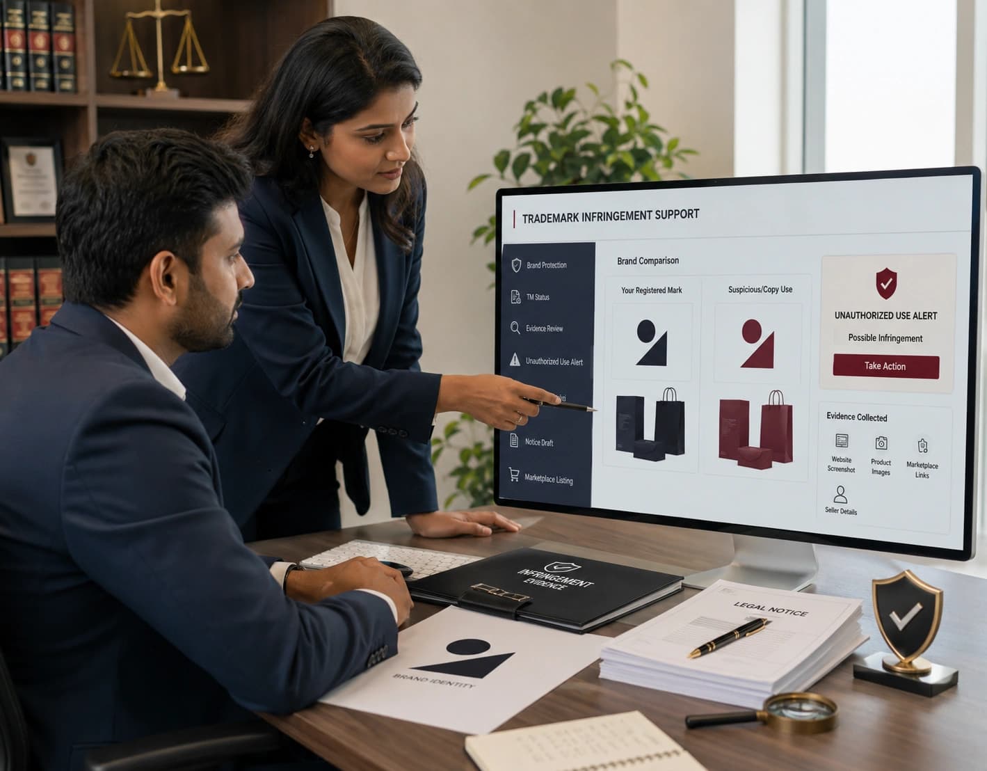 Trademark infringement support service for enforcement and takedowns