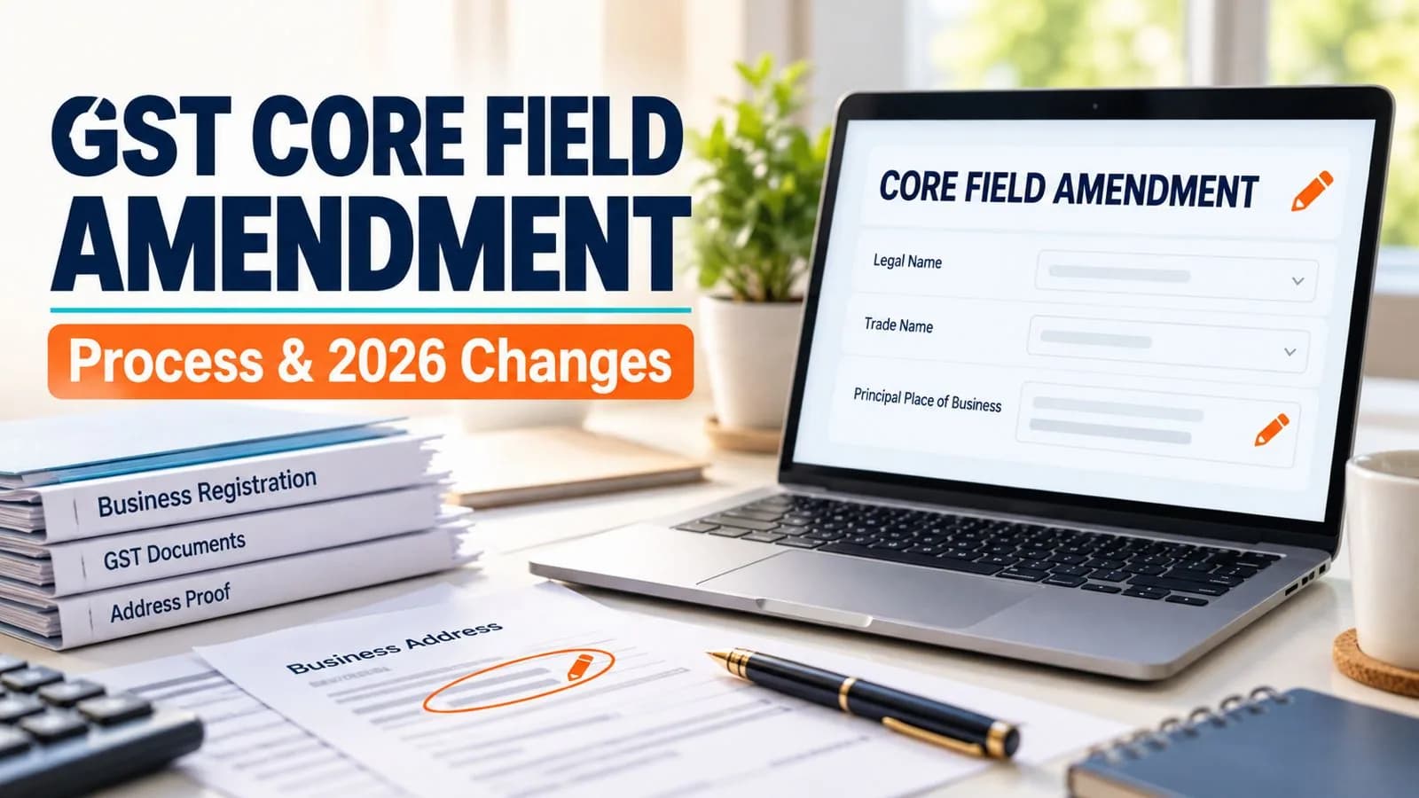GST core field amendment form on laptop